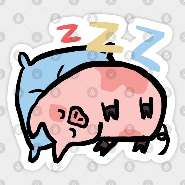 Cute Cartoon Piggy Sleepy Sticker by Porkzby